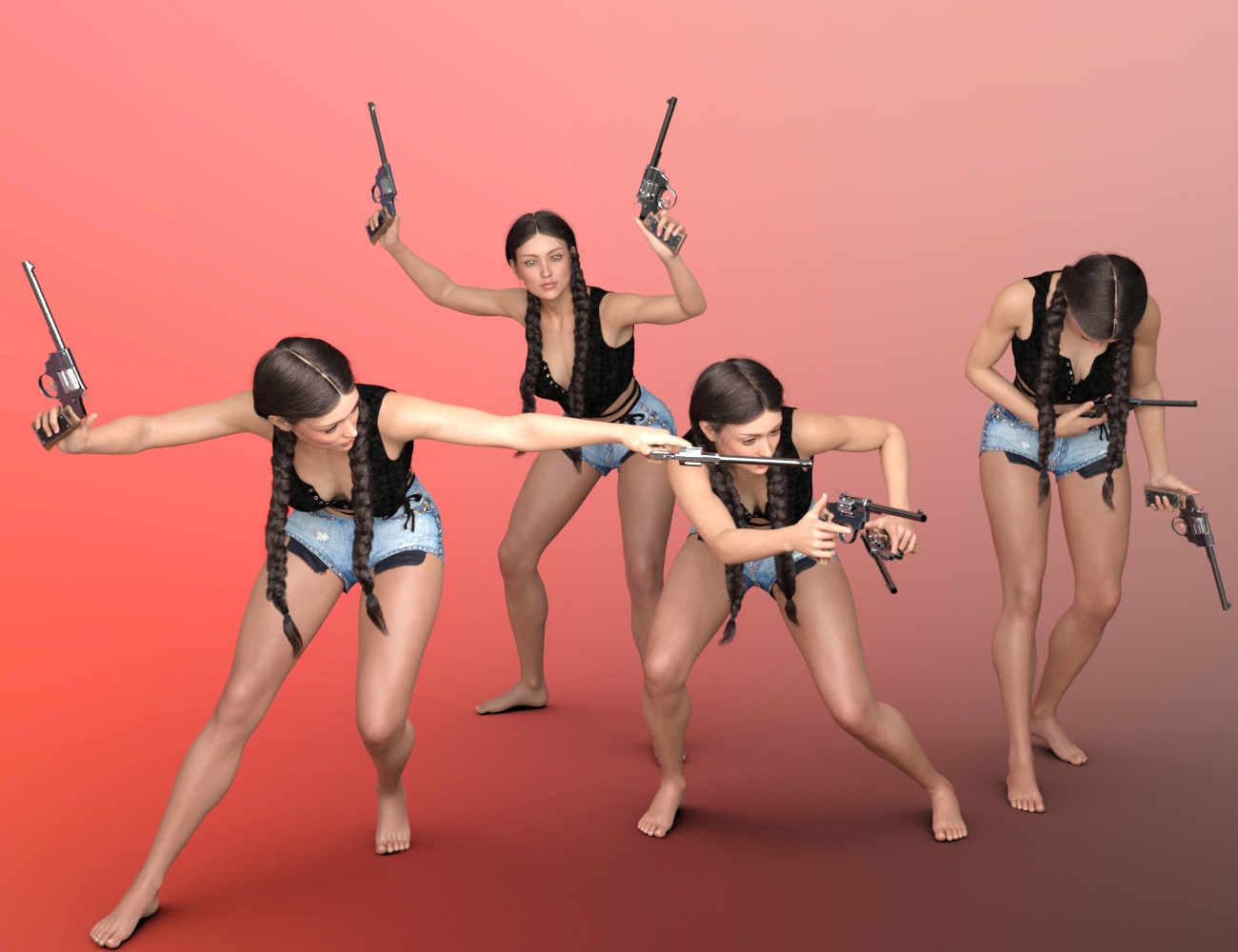 Lady Revolvers and Poses for Genesis 8 Female(s) by: ParallaxCreates, 3D Models by Daz 3D