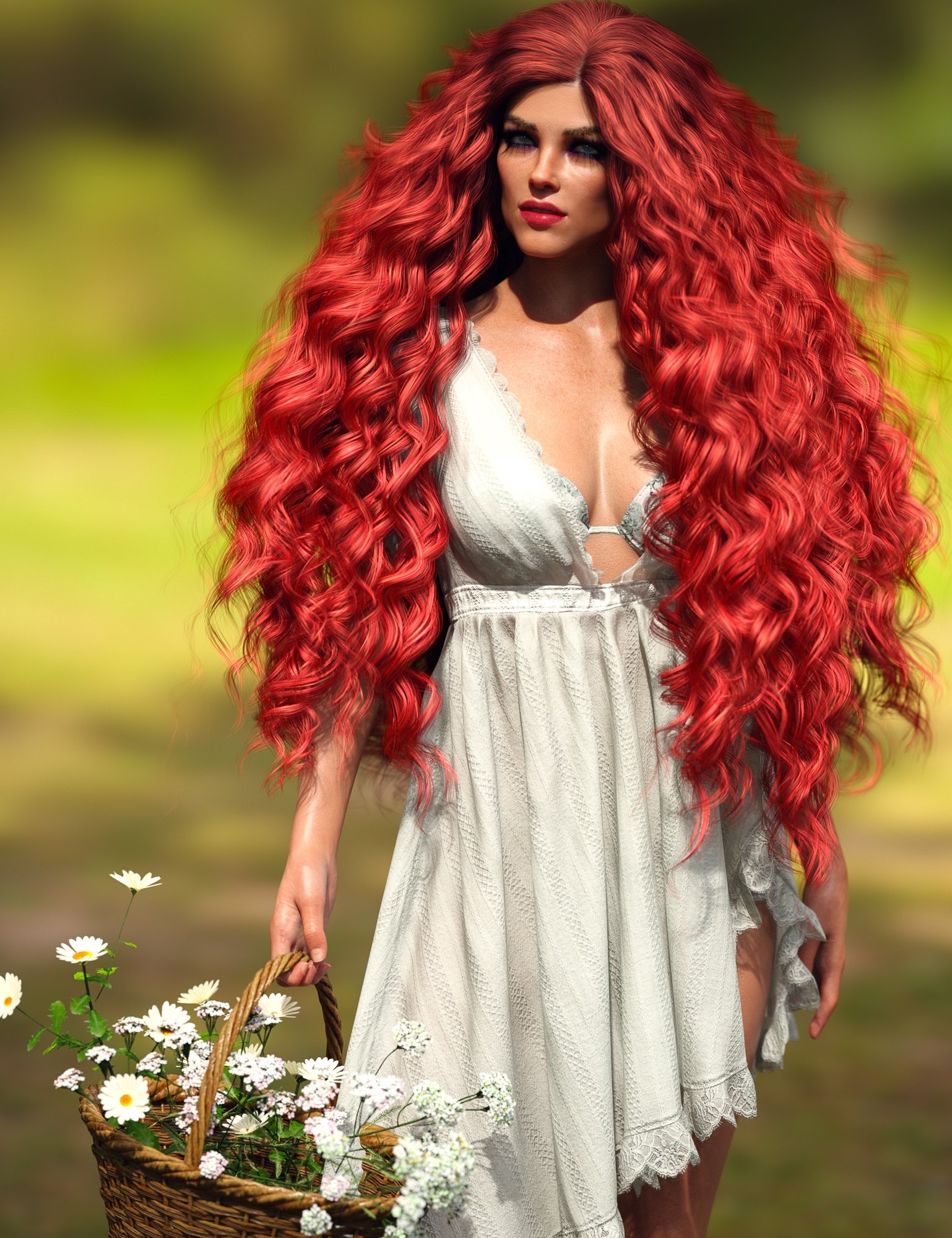 Primavera Hair with dForce for Genesis 8 Female(s) by: Linday, 3D Models by Daz 3D