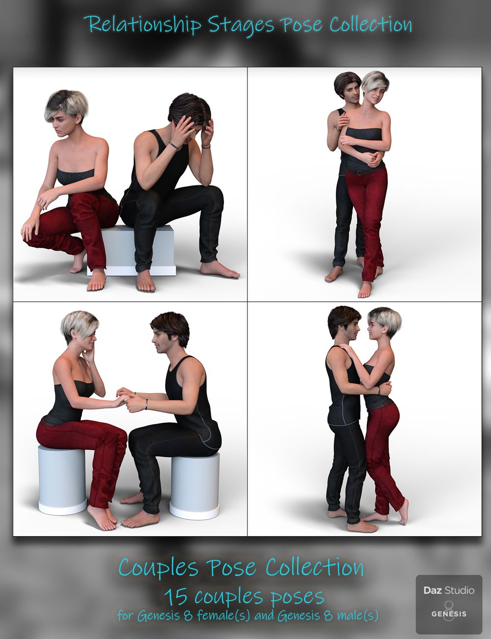 Relationship Stages Pose Collection for Genesis 8 by: Paper TigerIronman, 3D Models by Daz 3D