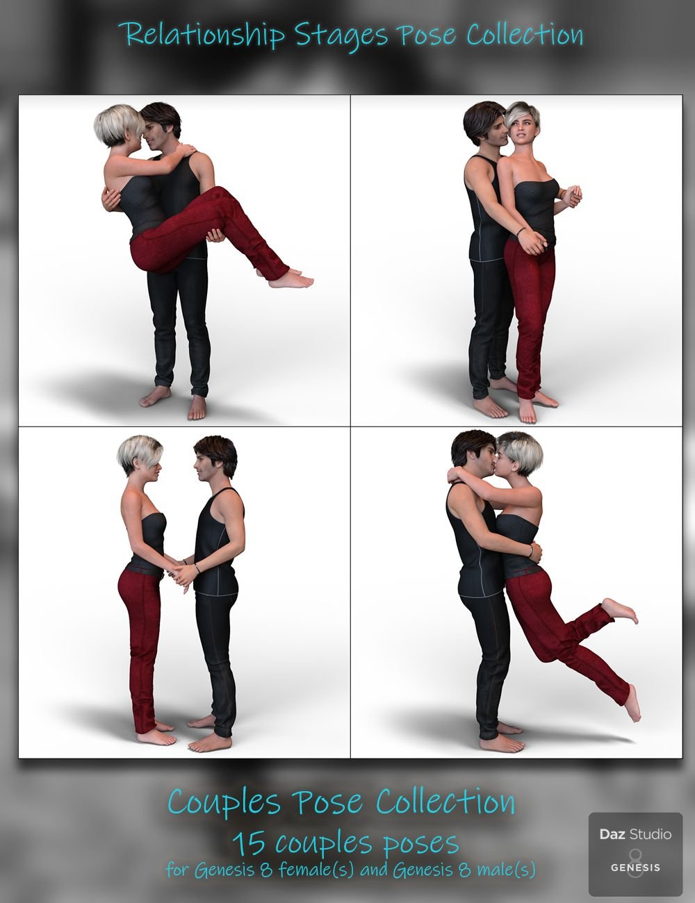 Relationship Stages Pose Collection for Genesis 8 by: Paper TigerIronman, 3D Models by Daz 3D