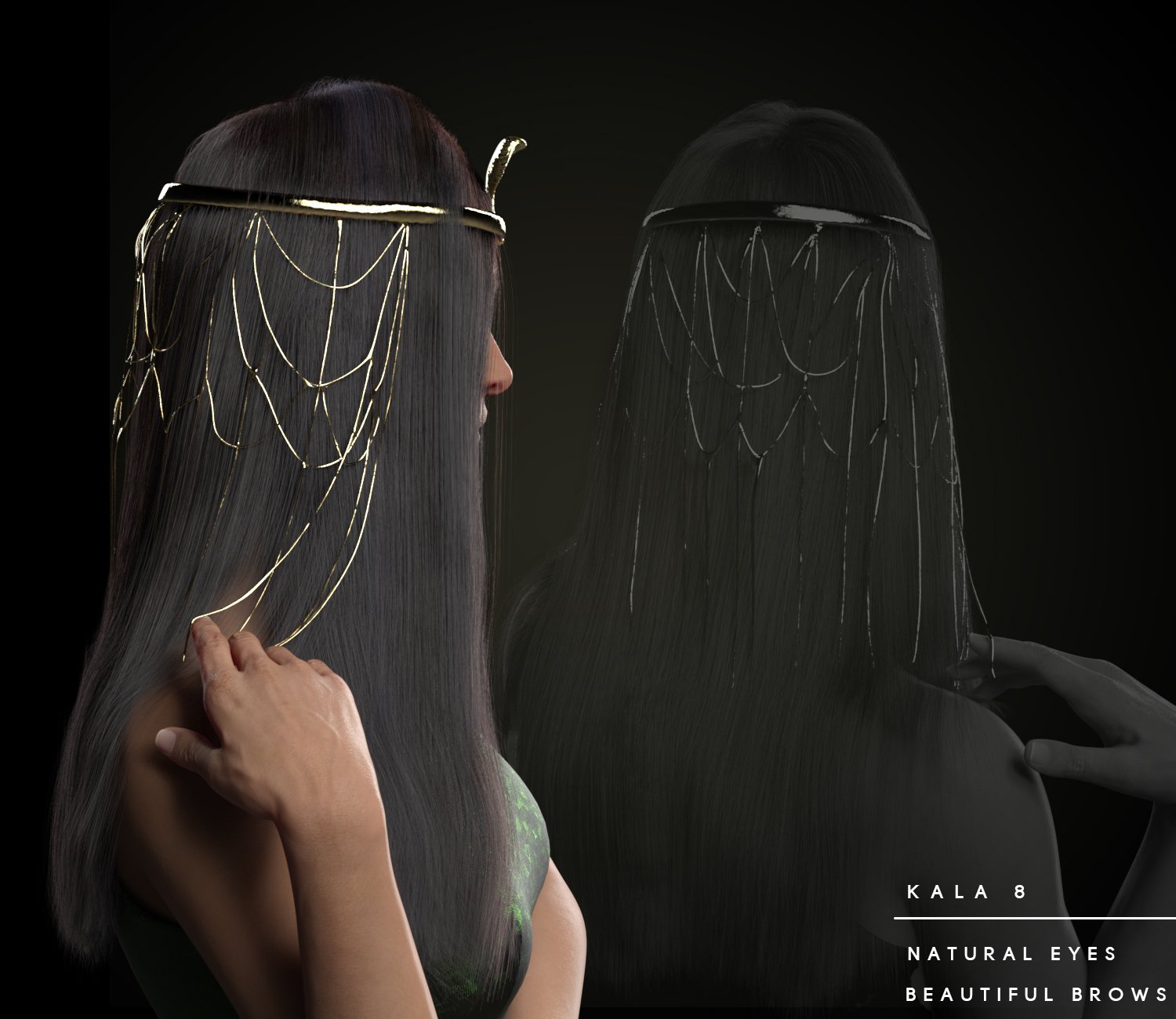 dforce Desert Queen Hair for Genesis 3 and 8 Female(s) by: chevybabe25, 3D Models by Daz 3D