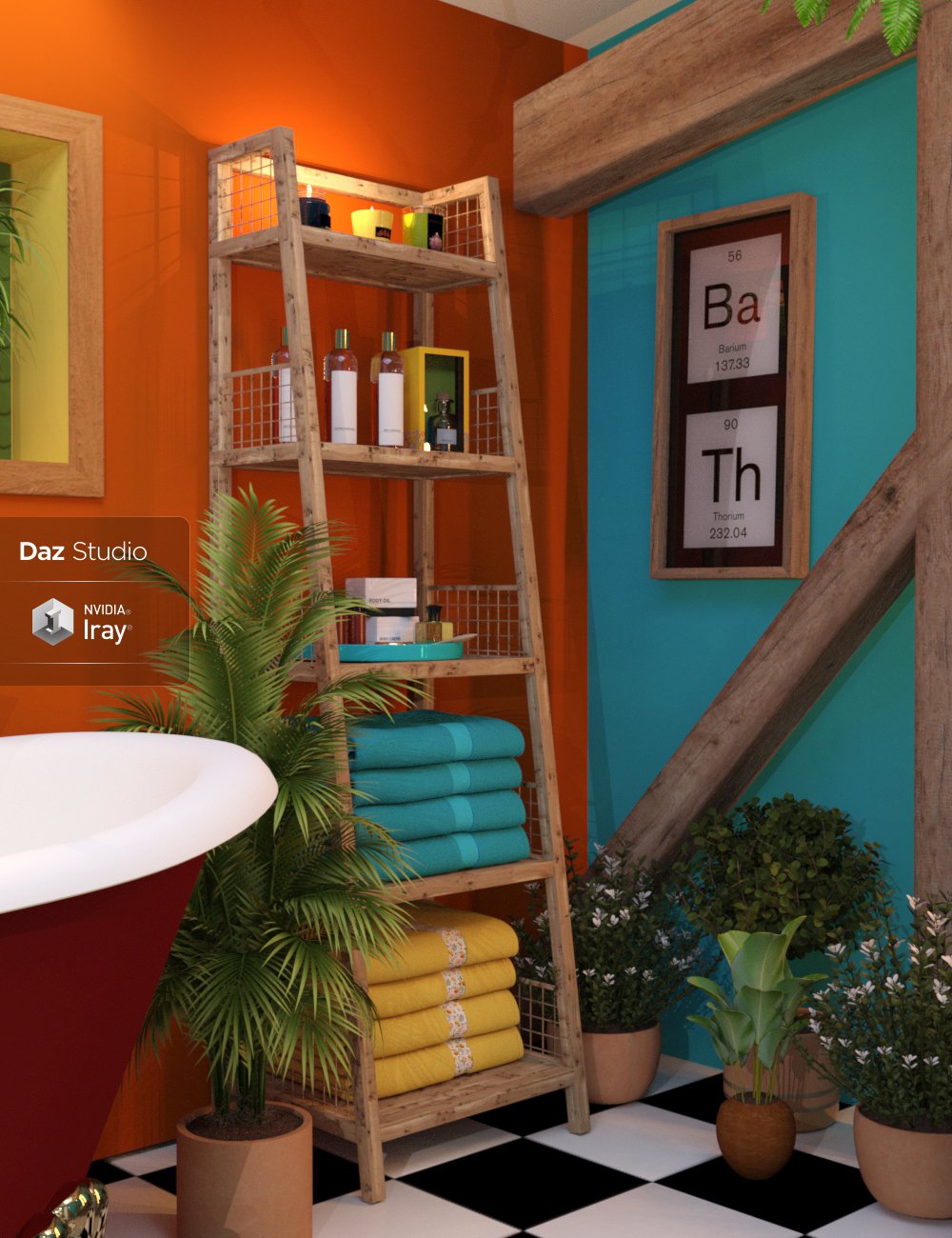 Boho Cottage: The Bathroom by: 3DStyle, 3D Models by Daz 3D