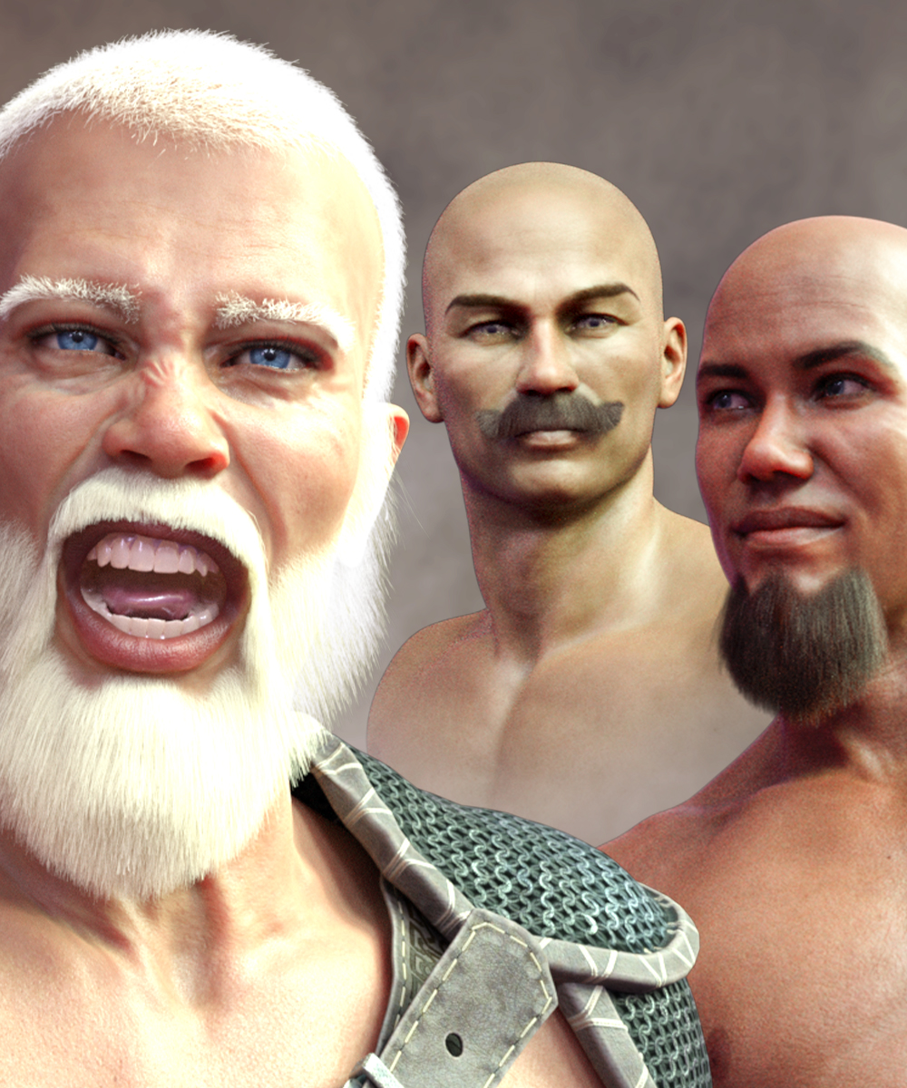 Facial Hair and Short Hair for Genesis 8 Male(s) by: Matari3D, 3D Models by Daz 3D