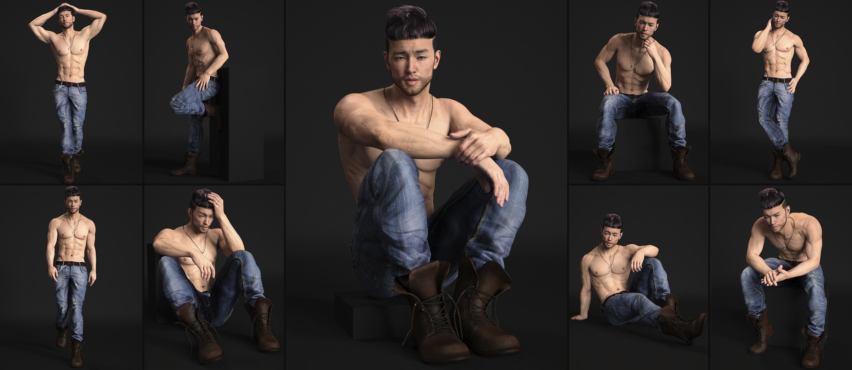 101 Series: Top Model Poses for Genesis 8 Males by: 3D Sugar, 3D Models by Daz 3D