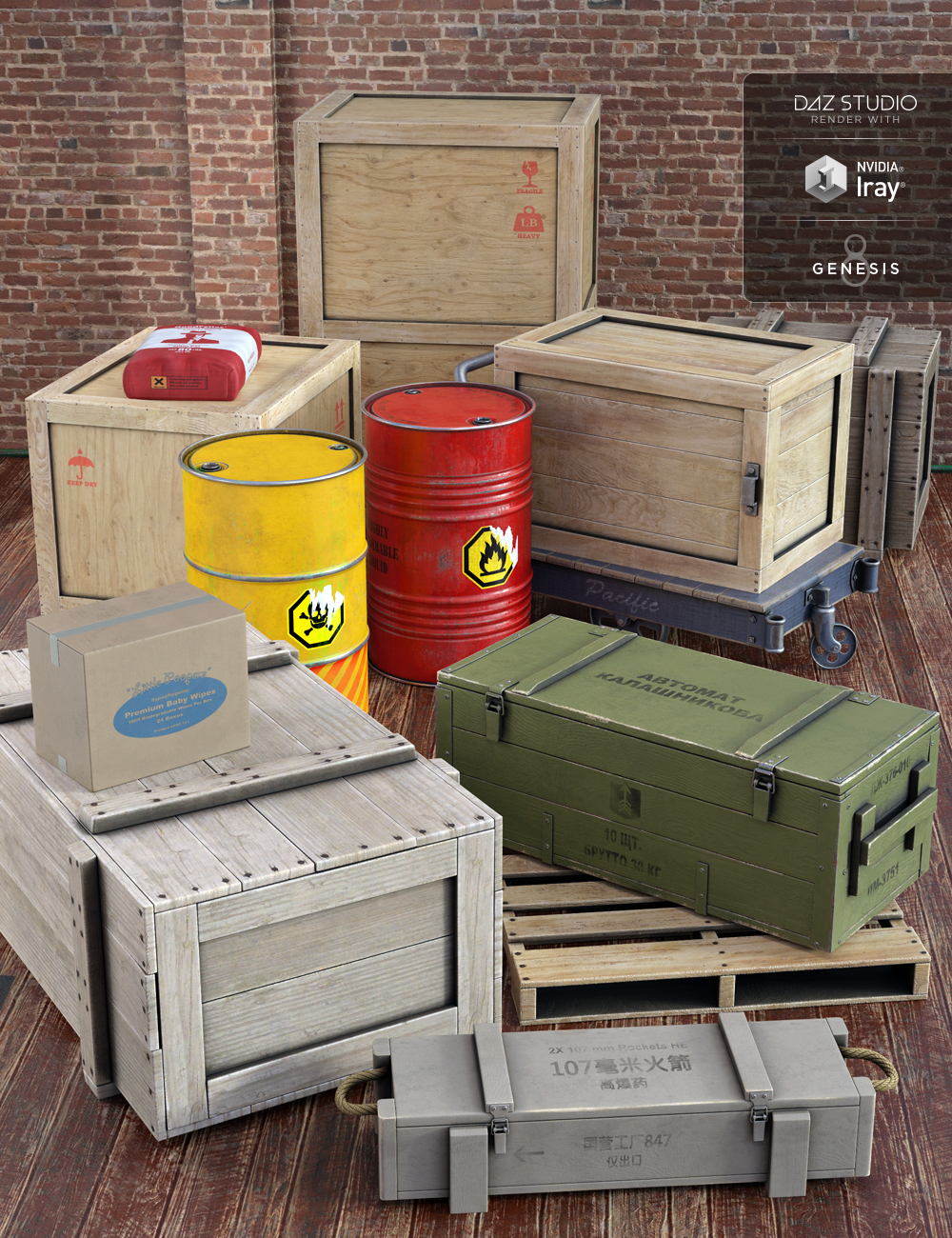 Shipping Crates and Cargo by: Rascal3D, 3D Models by Daz 3D