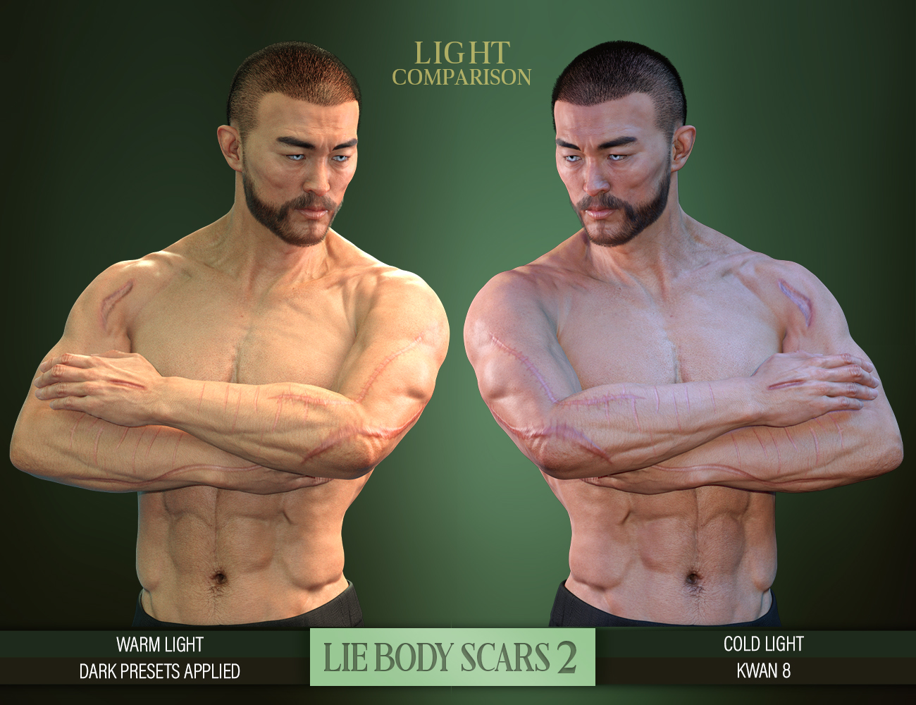 LIE Body Scars 2 for Genesis 3 and 8 Male(s) by: FenixPhoenixEsid, 3D Models by Daz 3D