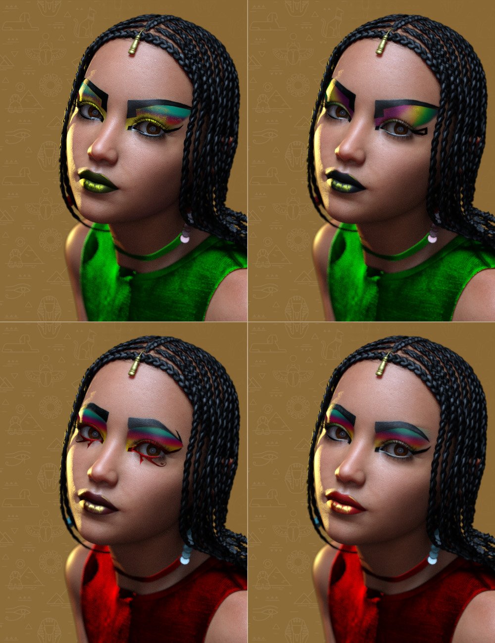 Extreme Closeup Cleo Style Geoshell Makeups for Genesis 8 Female(s) by: ForbiddenWhispers, 3D Models by Daz 3D