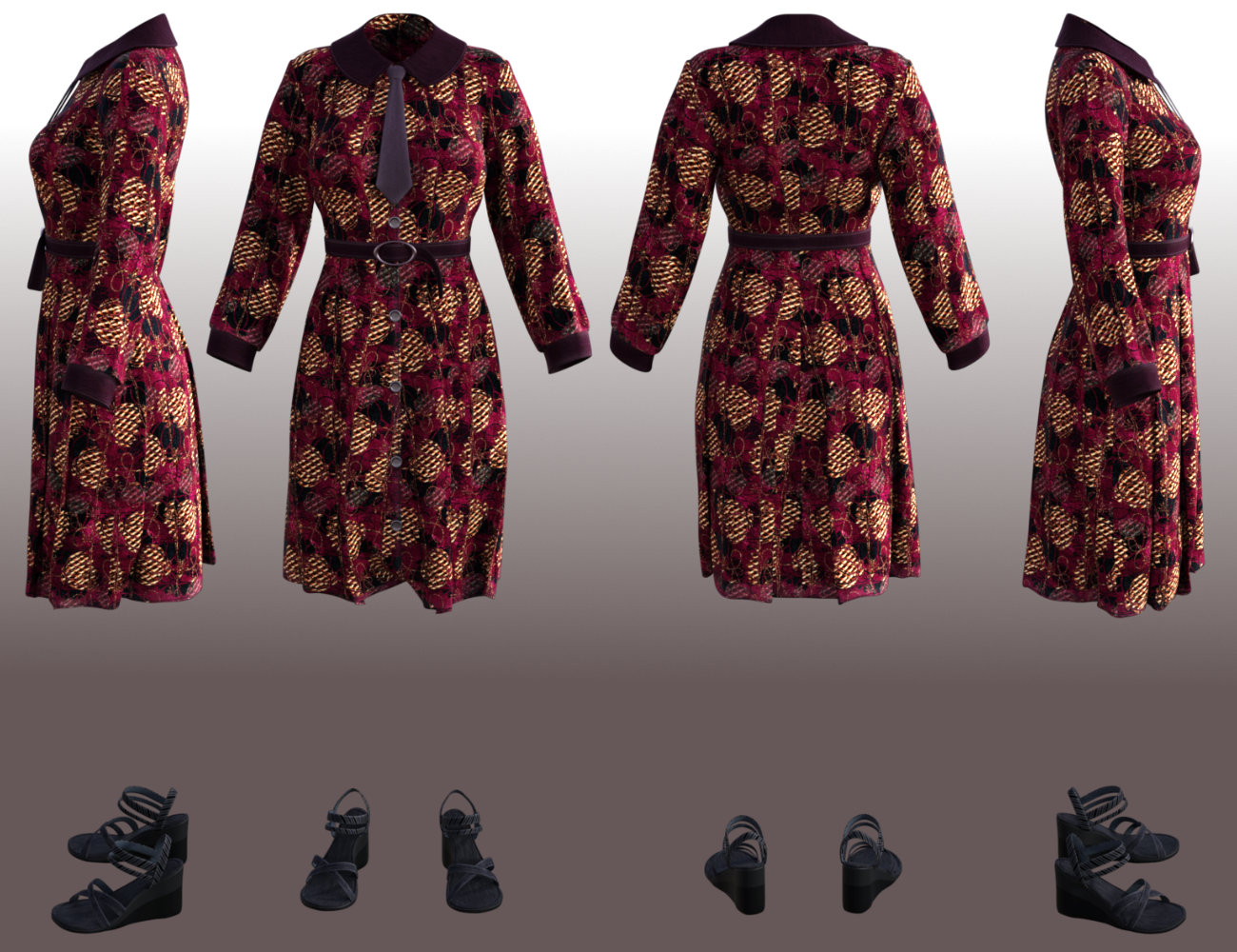 dForce Autumn Coat Dress Outfit for Genesis 8 Females by: tentman, 3D Models by Daz 3D
