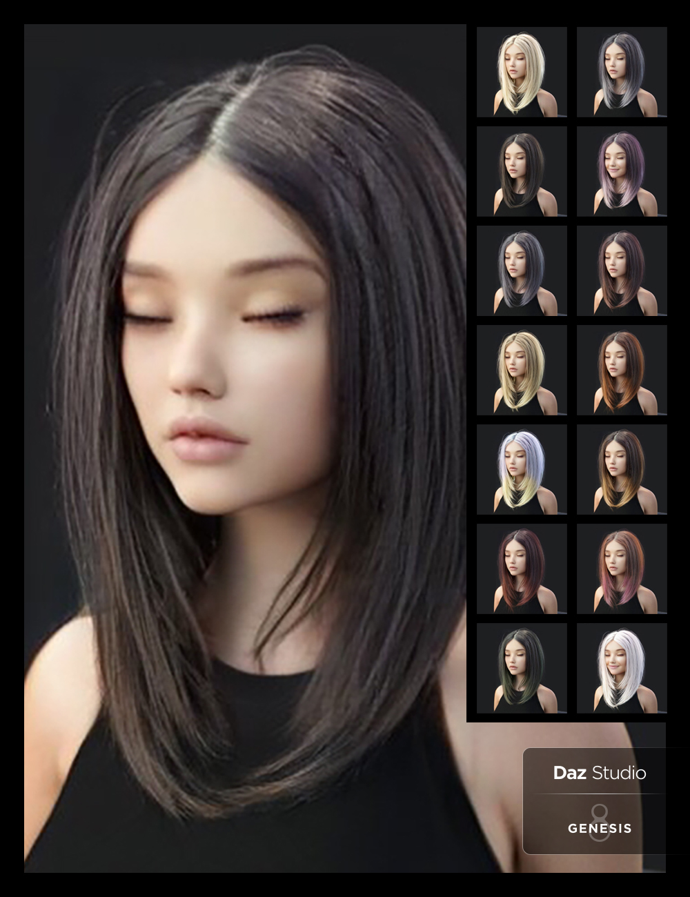 Nirv Fashion Stylized Bob Hair Nirv Fashion Stylized Bob Hair by: Nirvana, 3D Models by Daz 3D