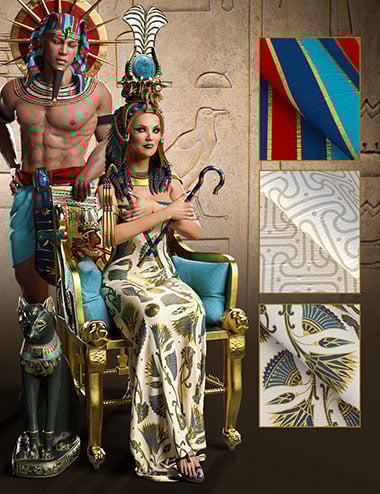 Ultra Shaders: Egyptian Fabrics Ultra Shaders: Egyptian Fabrics by: Zai by DesignCG Boss, 3D Models by Daz 3D