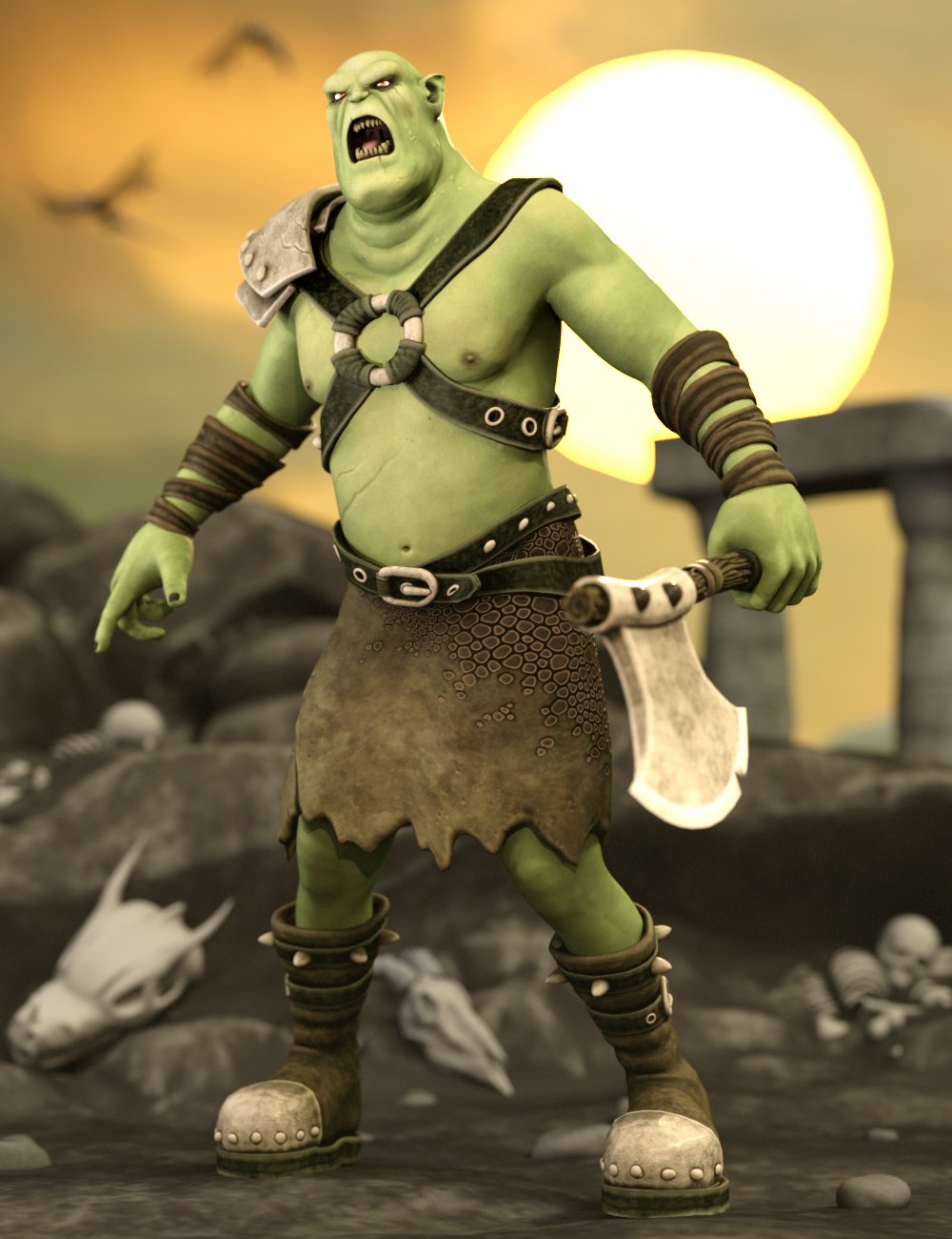 Greenzkin Orc and Outfit for Genesis 8 Male by: Troglo3D, 3D Models by Daz 3D