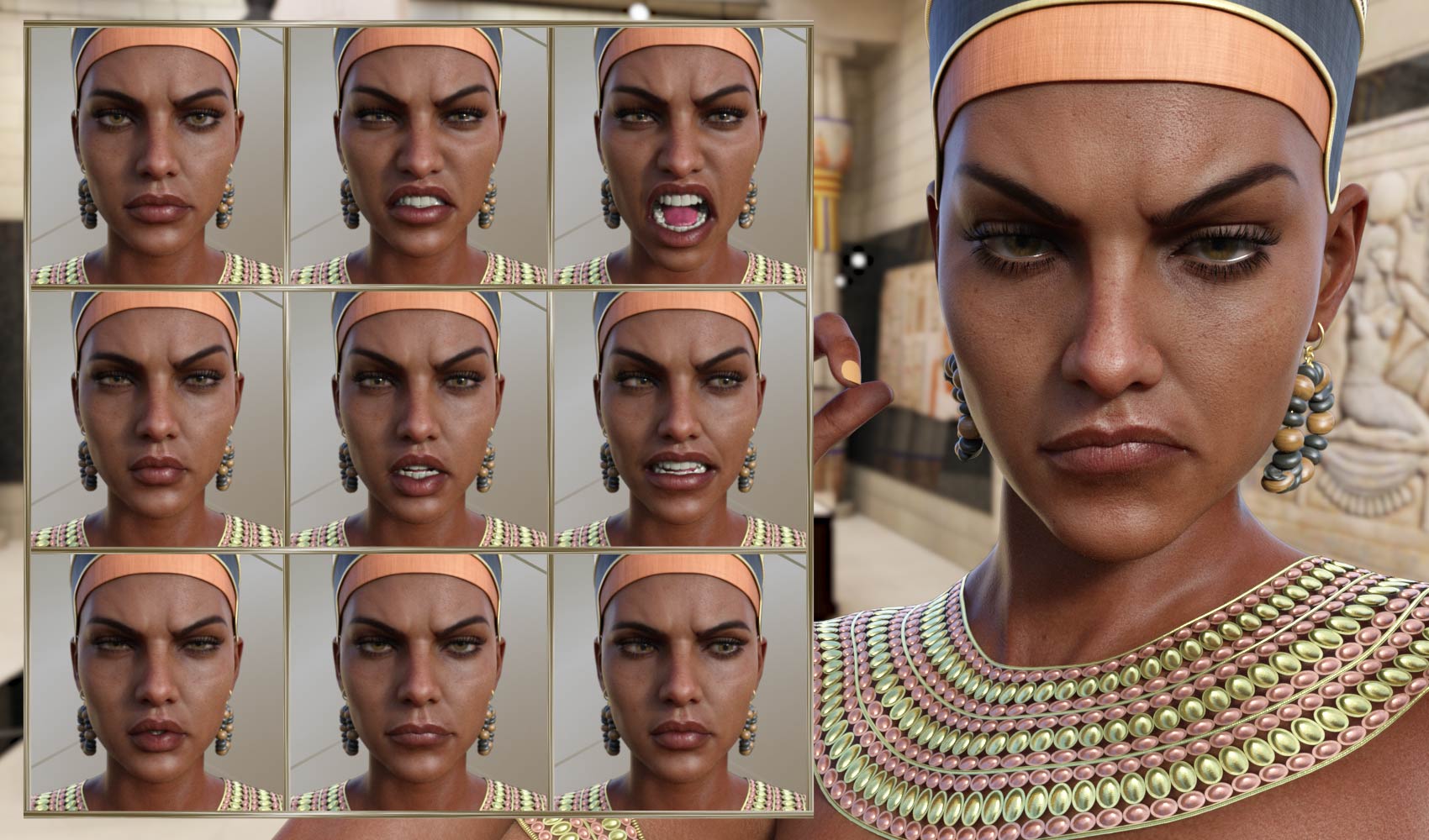 Egyptian Queen - Expressions for Genesis 8 Female and Twosret 8 by: JWolf, 3D Models by Daz 3D