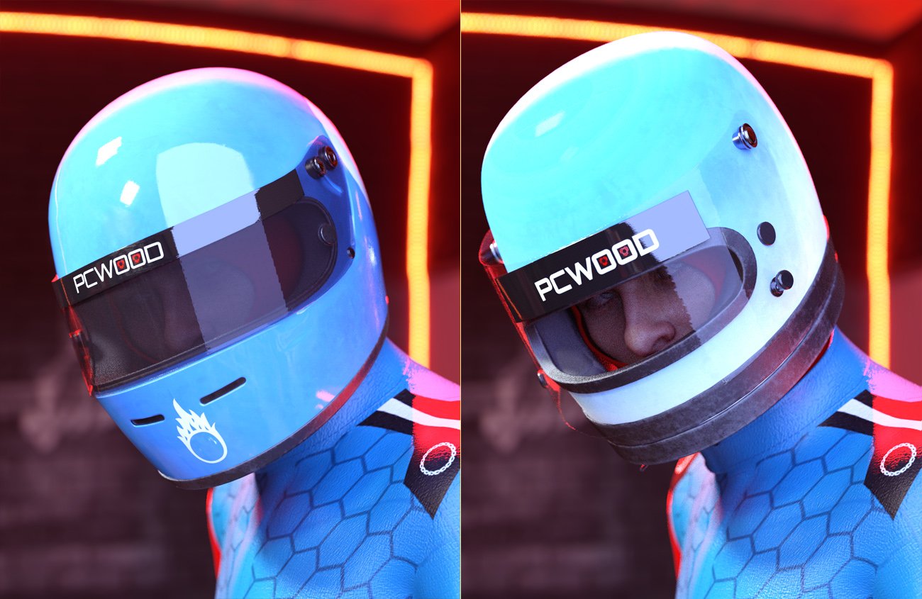 Fermion Racing Helmets by: David BrinnenForbiddenWhispers, 3D Models by Daz 3D