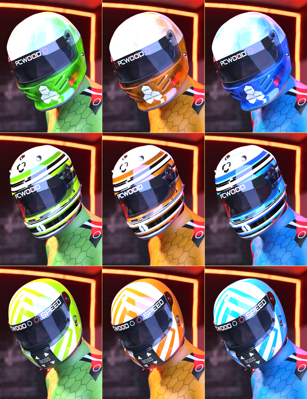 Fermion Racing Helmets by: David BrinnenForbiddenWhispers, 3D Models by Daz 3D