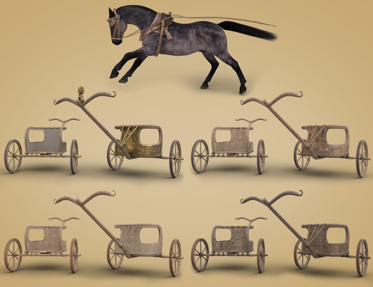 Egyptian Chariot Warfare for Daz Horse 2 Egyptian Chariot Warfare for Daz Horse 2 by: Deepsea, 3D Models by Daz 3D
