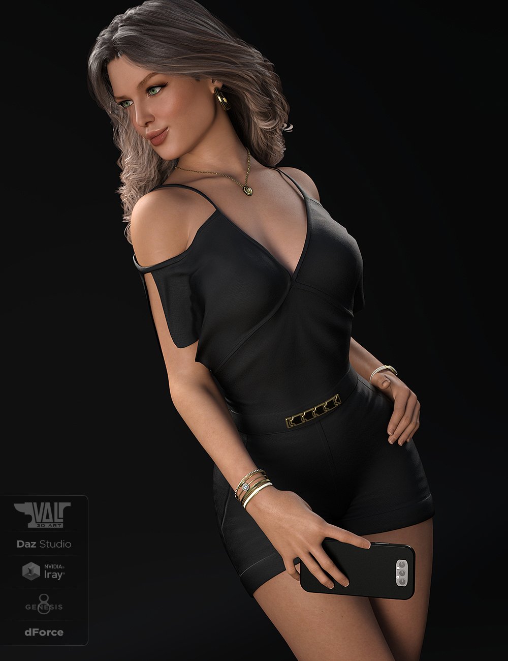 dForce Axya Casual Outfit for Genesis 8 Females by: Val3dart, 3D Models by Daz 3D