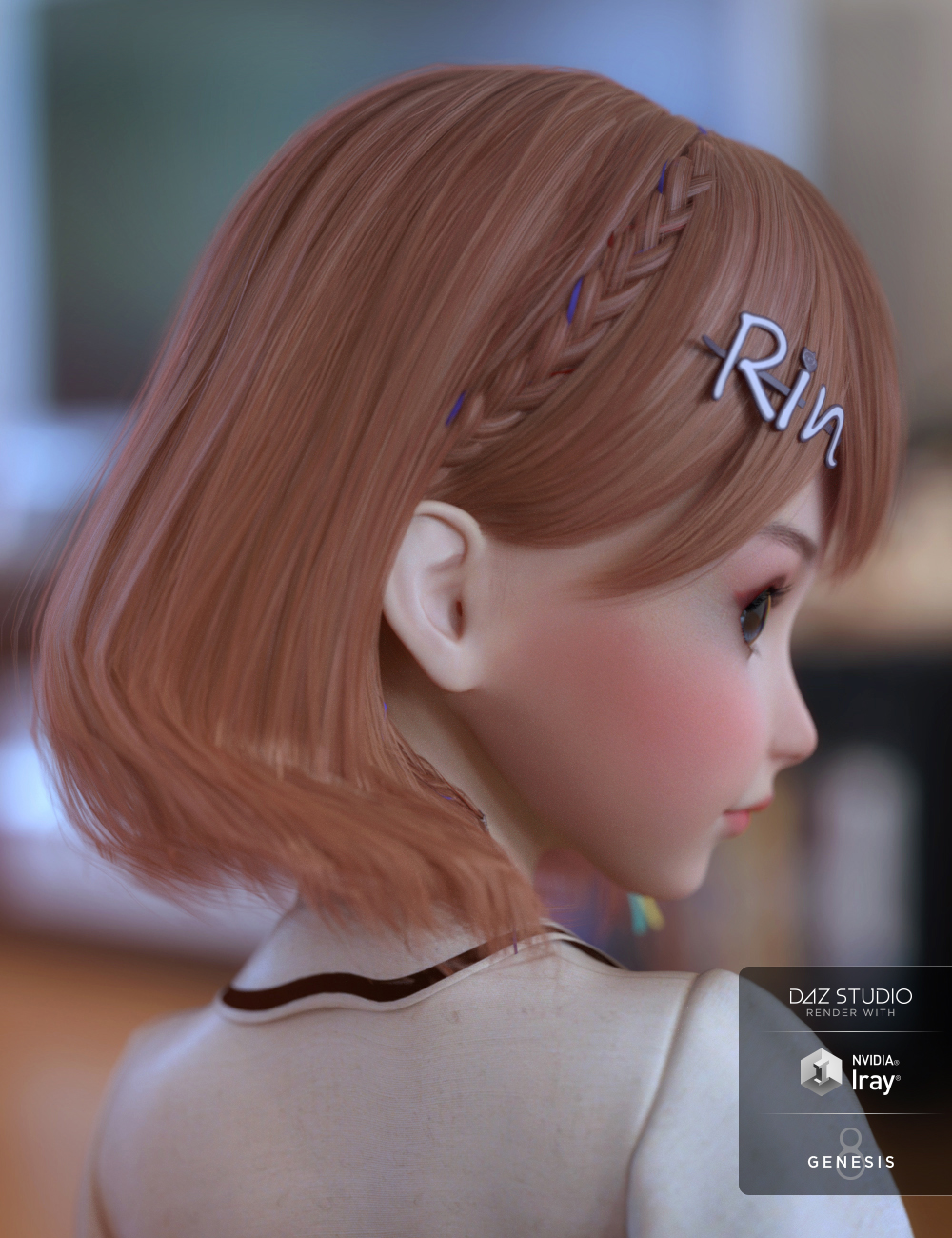 Rin Hair for Genesis 8 Females by: Crocodile Liu, 3D Models by Daz 3D