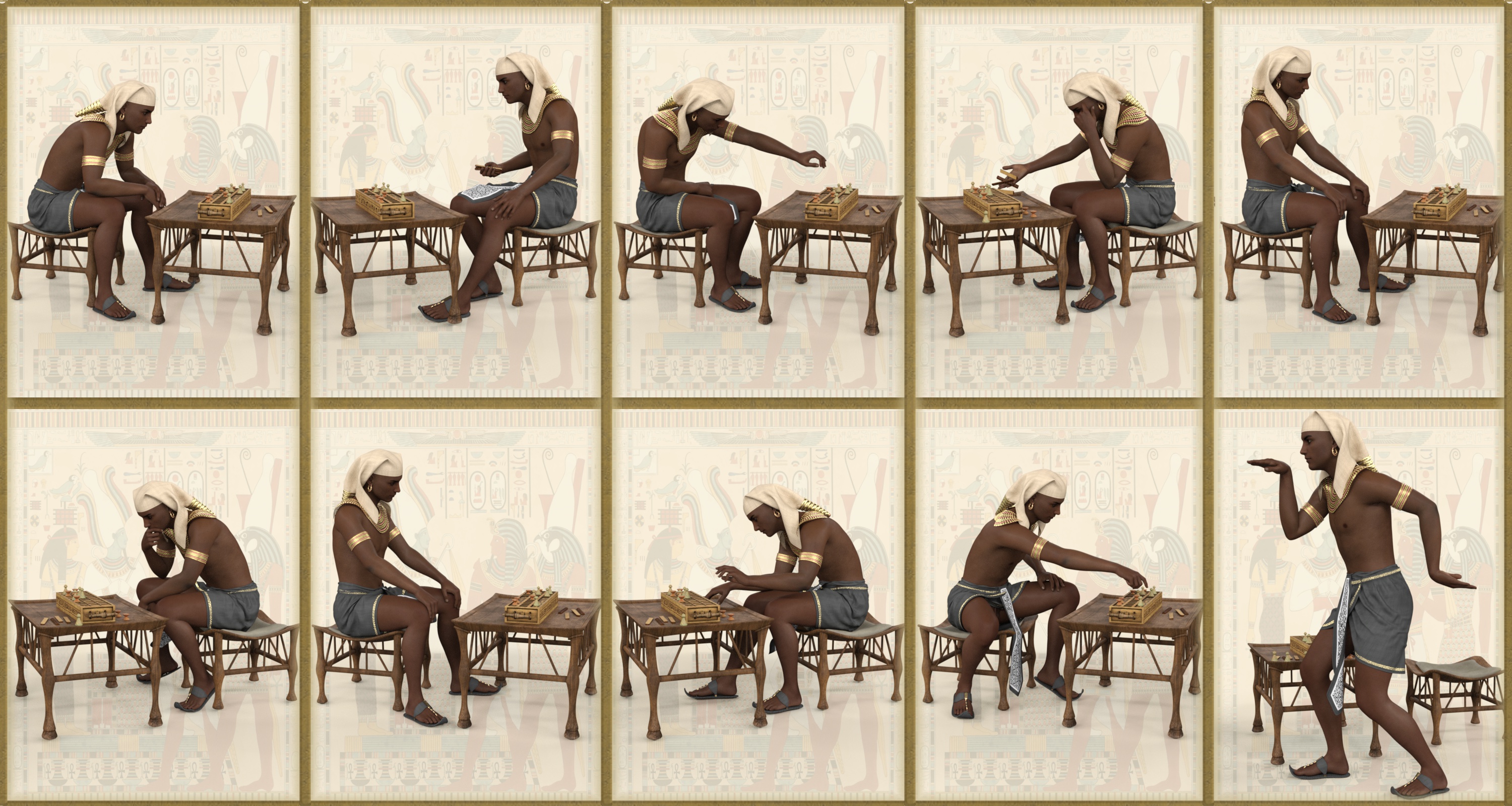 Egyptian Senet Game and Poses for Genesis 8 Egyptian Senet Game and Poses for Genesis 8 by: 3D-GHDesign, 3D Models by Daz 3D