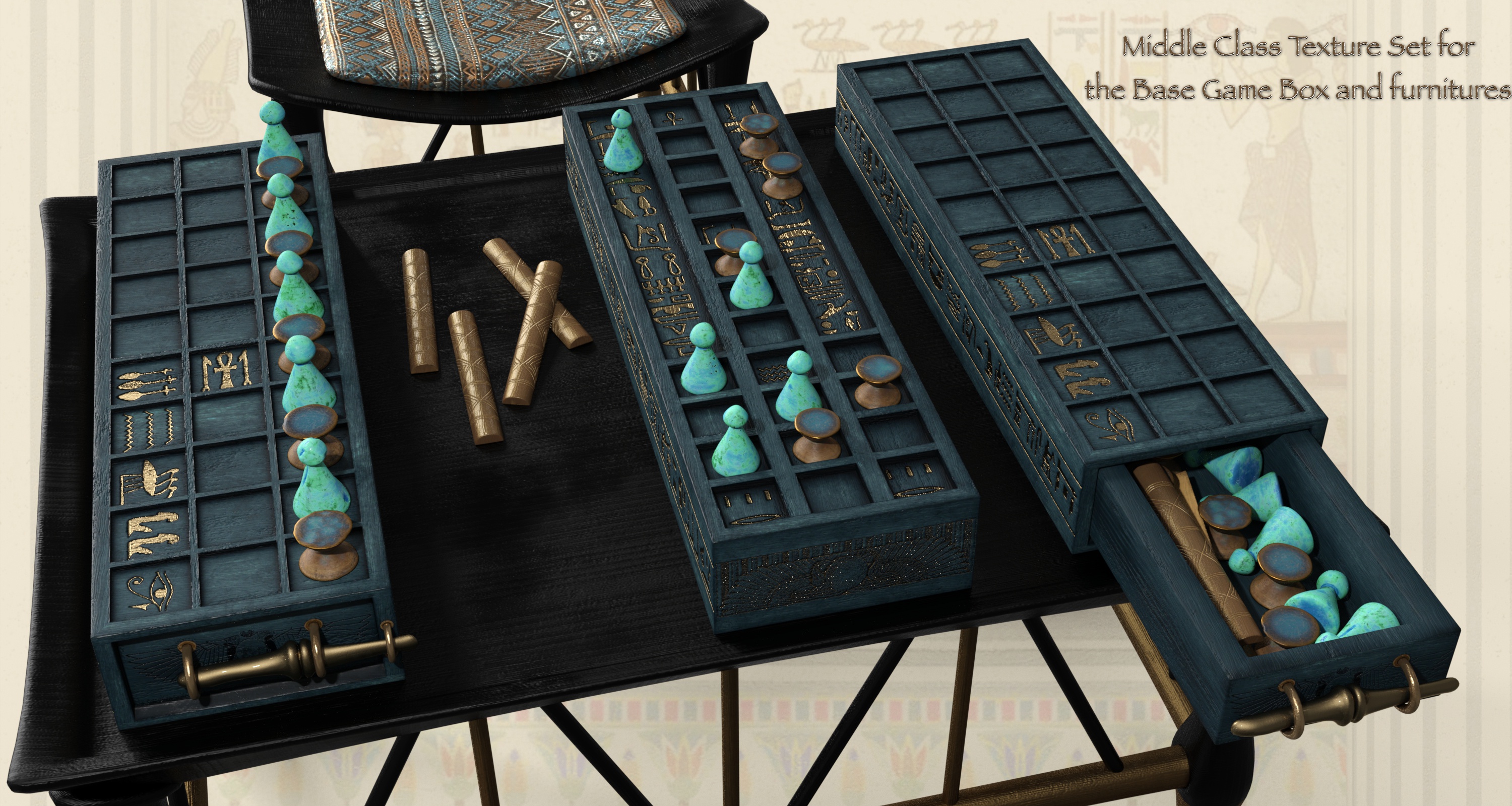 Egyptian Senet - Noble Expansion by: 3D-GHDesign, 3D Models by Daz 3D