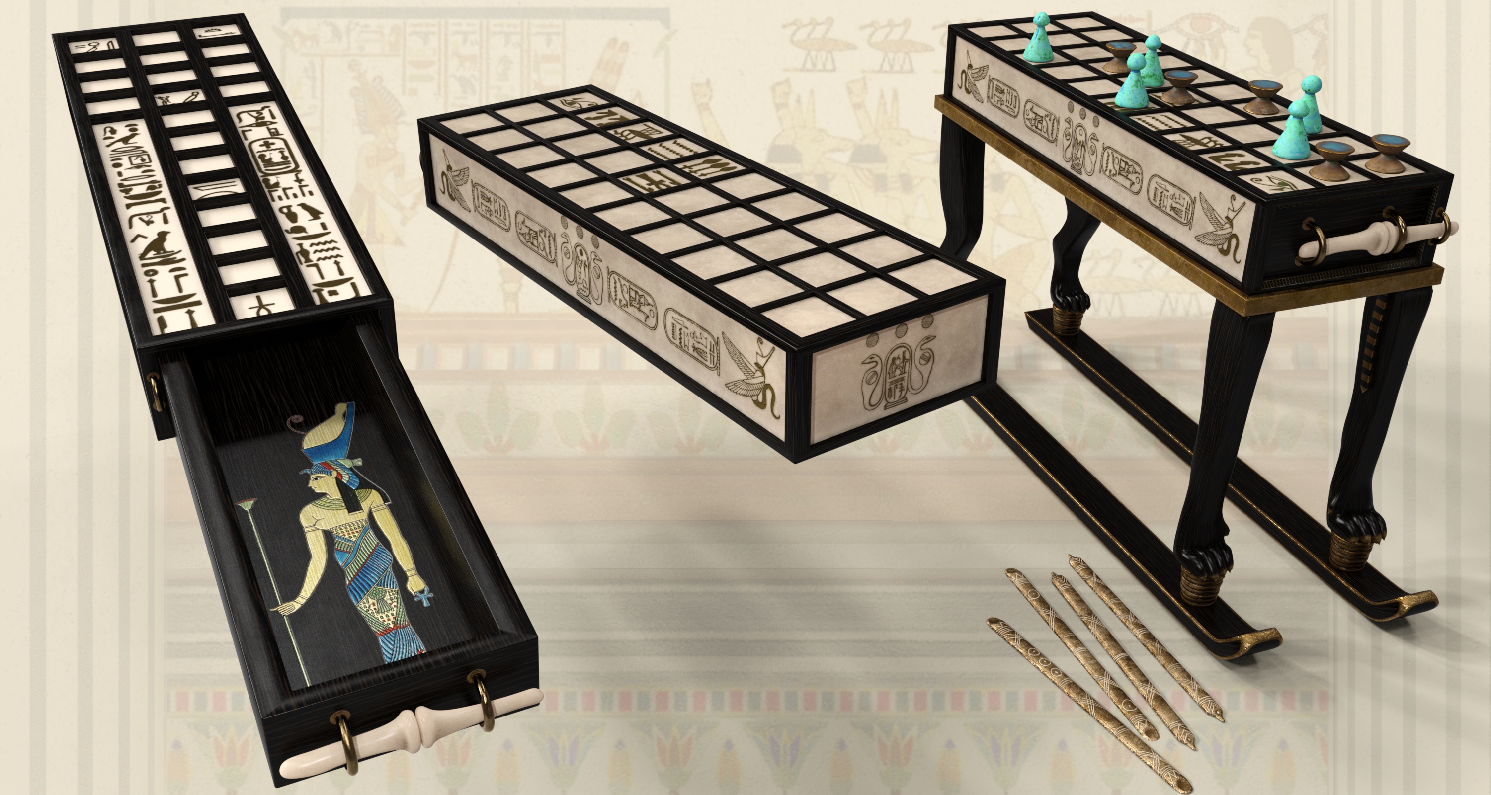 Egyptian Senet - Noble Expansion by: 3D-GHDesign, 3D Models by Daz 3D