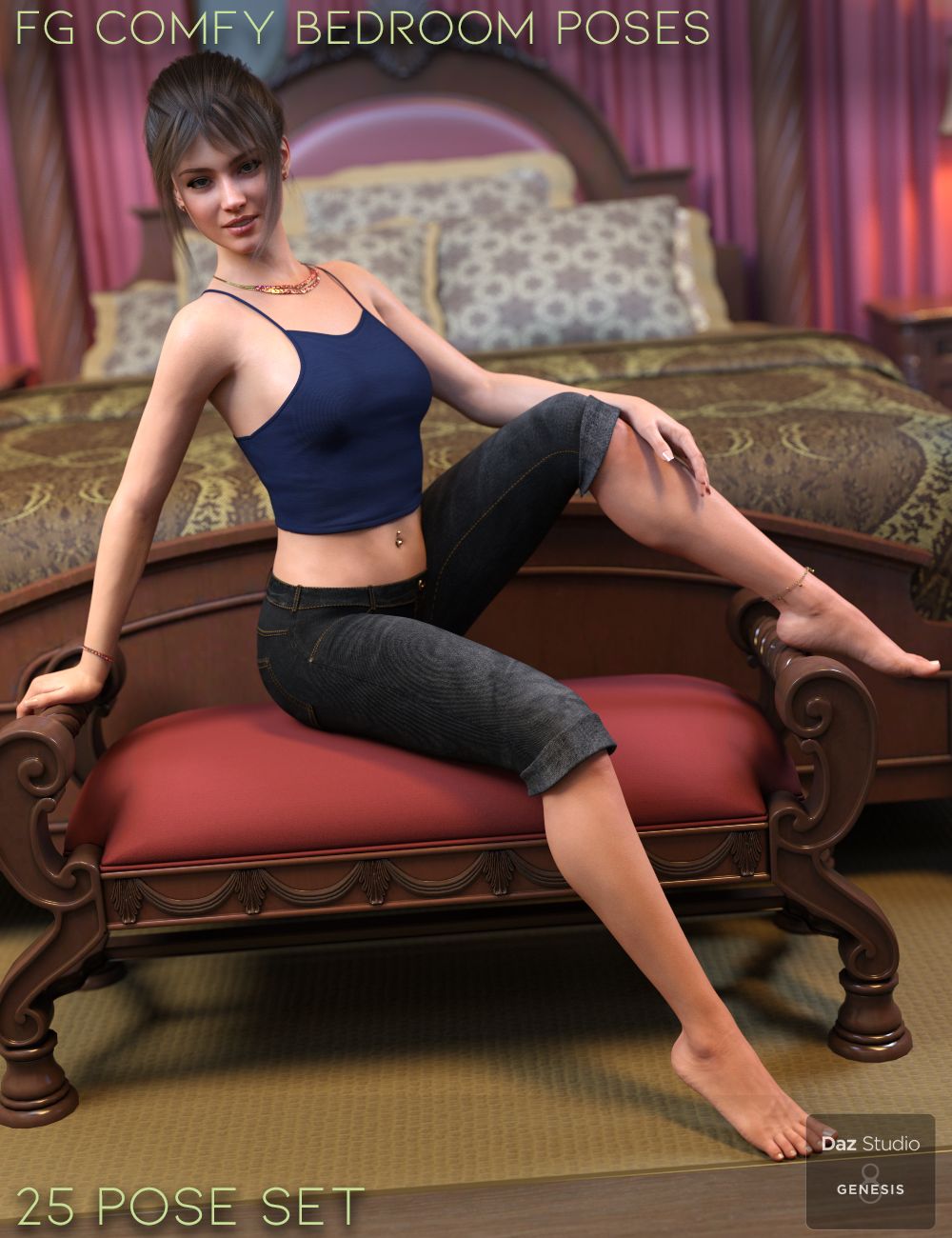 FG Comfy Bedroom Poses for Genesis 8 by: Paper TigerIronman, 3D Models by Daz 3D