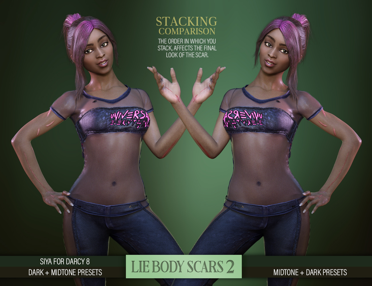 LIE Body Scars 2 for Genesis 3 and 8 Females by: FenixPhoenixEsid, 3D Models by Daz 3D