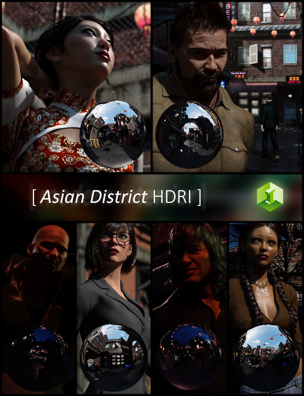 Asian District HDRI by: JDA HDRI, 3D Models by Daz 3D