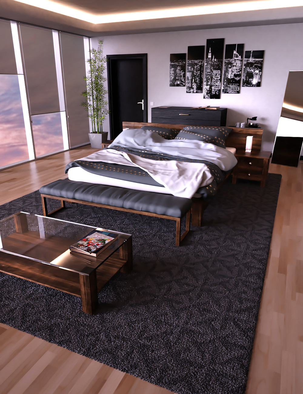 X3D High-Rise Bedroom by: Xile3D, 3D Models by Daz 3D