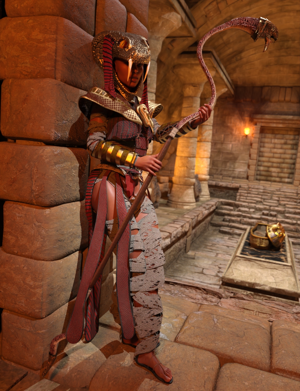 dForce Uadjet Priestess of Egypt Outfit for Genesis 8 Female