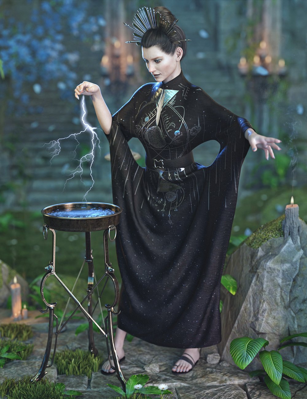 dForce High Priestess Outfit for Genesis 8 Females by: Moonscape GraphicsNikisatezSade, 3D Models by Daz 3D