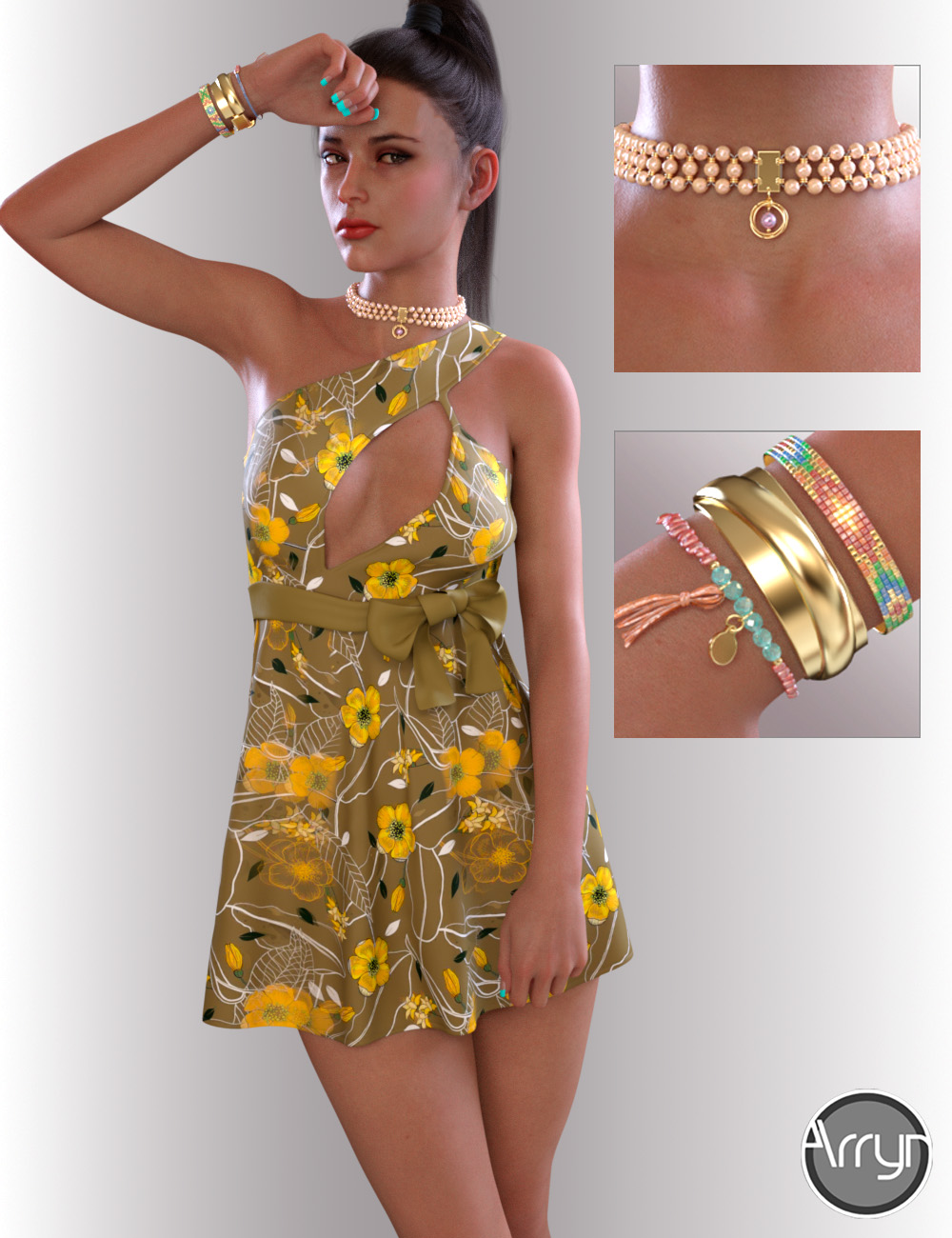 dForce Cherish Candy Dress for Genesis 8 Female(s) by: OnnelArryn, 3D Models by Daz 3D