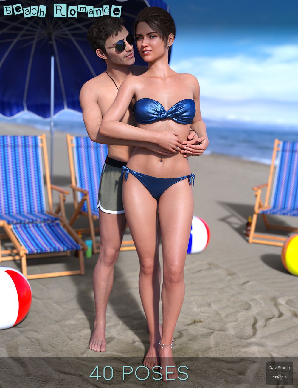 IM Beach Romance Poses for Genesis 8 by: Paper TigerIronman, 3D Models by Daz 3D