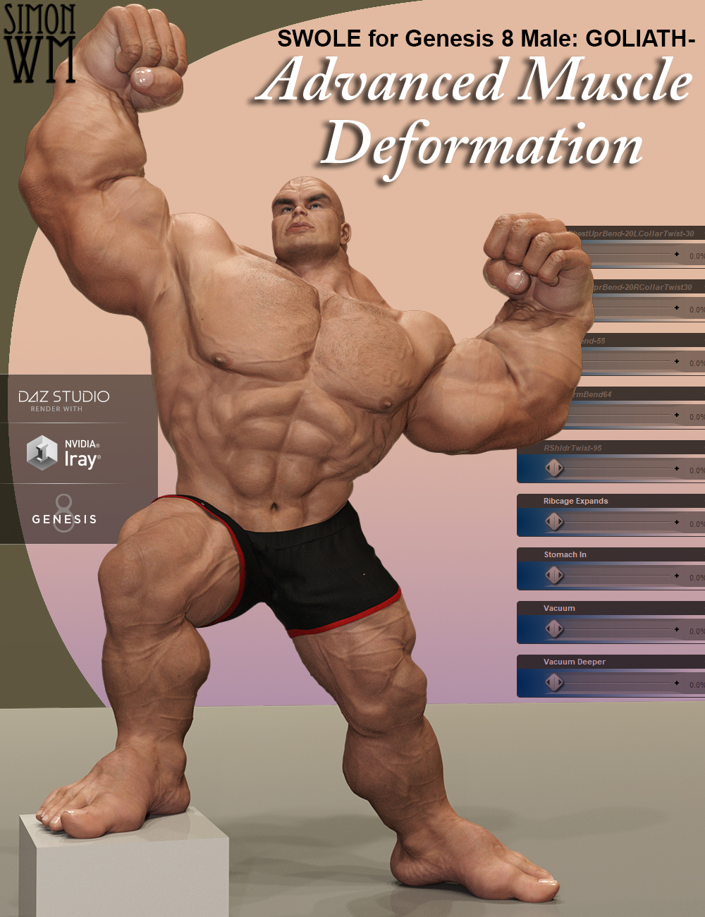 SWOLE for Genesis 8 Male: Goliath - Advanced Muscle Deformation by: SimonWM, 3D Models by Daz 3D