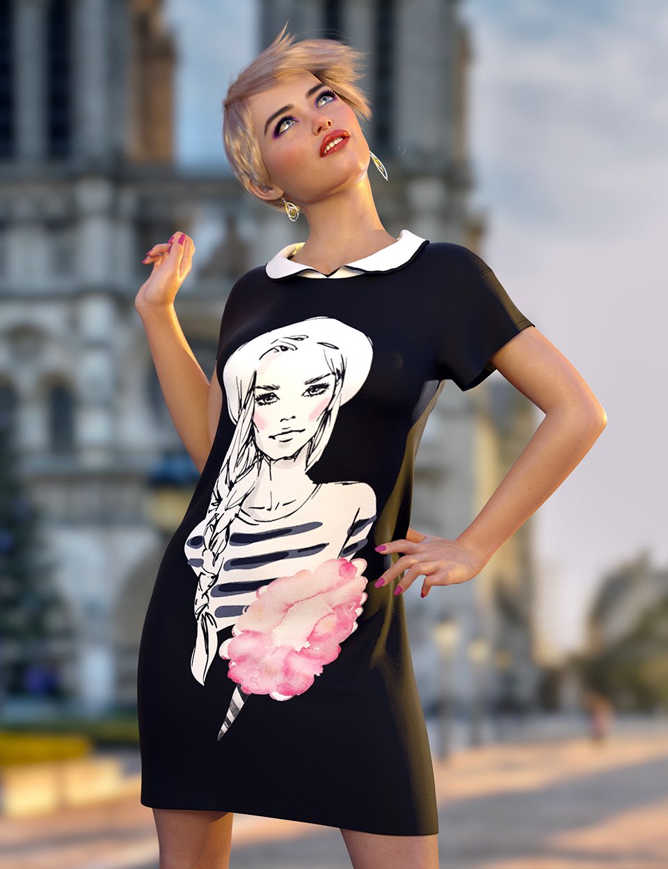 dForce Dasha Dress for Genesis 8 Females by: Nelmi, 3D Models by Daz 3D