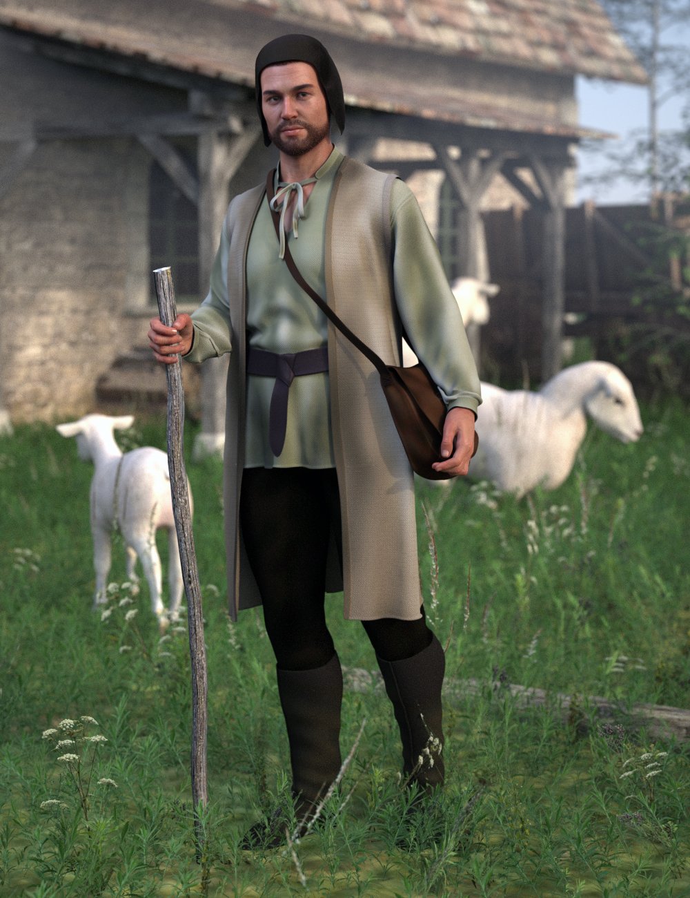 dForce Medieval Peasant for Genesis 8 Males by: Ravenhair, 3D Models by Daz 3D