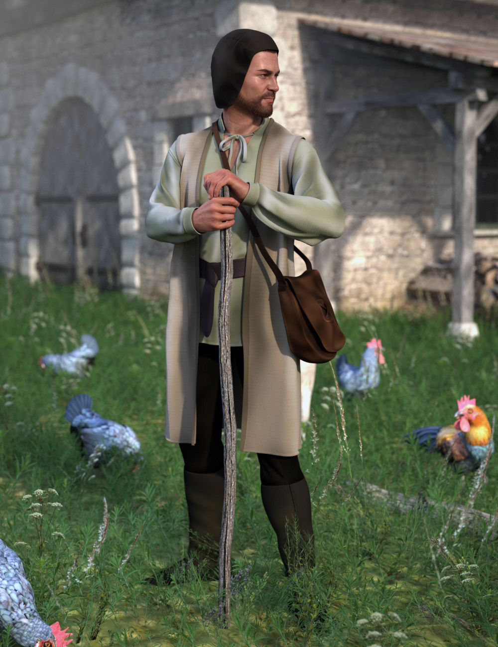 dForce Medieval Peasant for Genesis 8 Males by: Ravenhair, 3D Models by Daz 3D