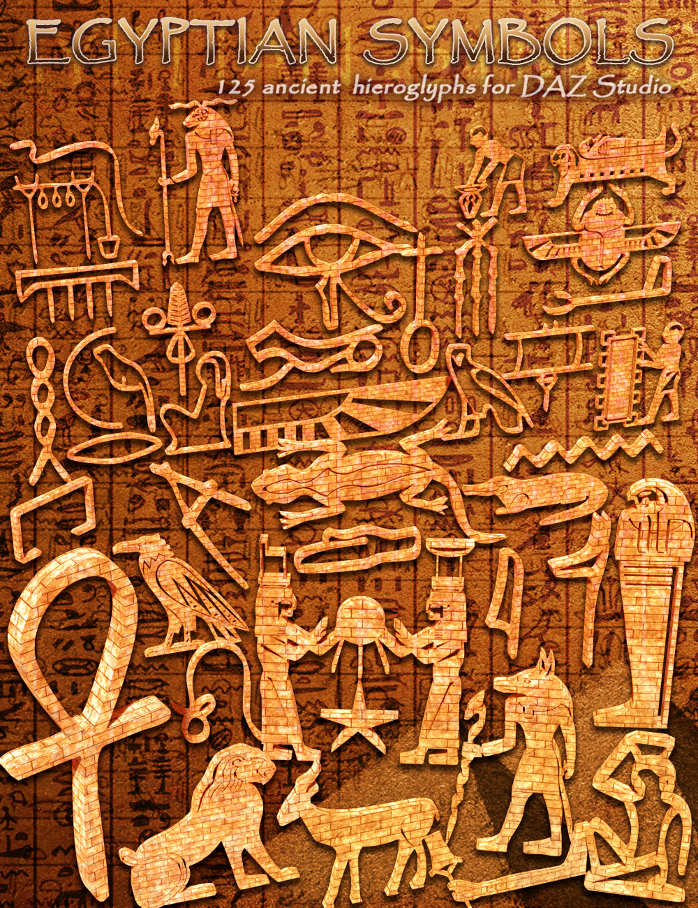 Egyptian Symbols - Ancient Hieroglyphs by: Aedilium, 3D Models by Daz 3D