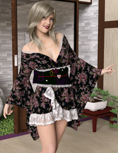 dForce Pretty Kimono for Genesis 8 Females by: kobamax, 3D Models by Daz 3D