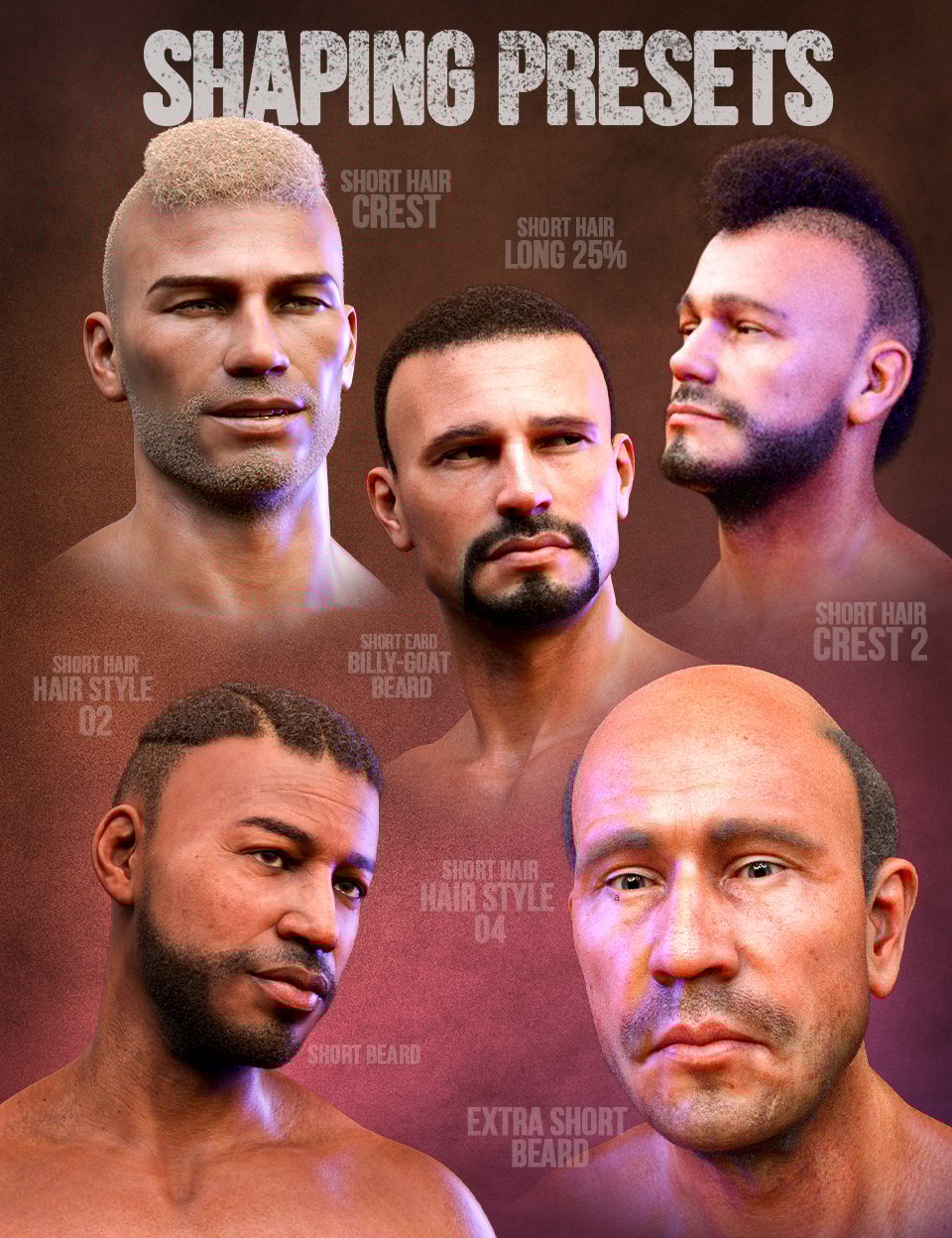 Curly Hair and Facial Hair for Genesis 8 Males Curly Hair and Facial Hair for Genesis 8 Males by: Matari3D, 3D Models by Daz 3D