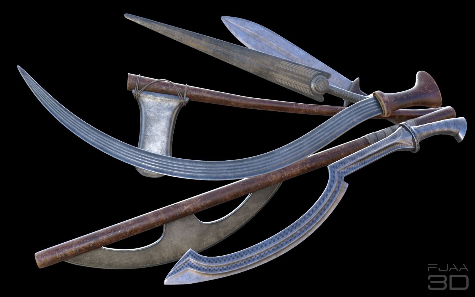 Royal Egyptian Weapons for Genesis 8 by: fjaa3d, 3D Models by Daz 3D