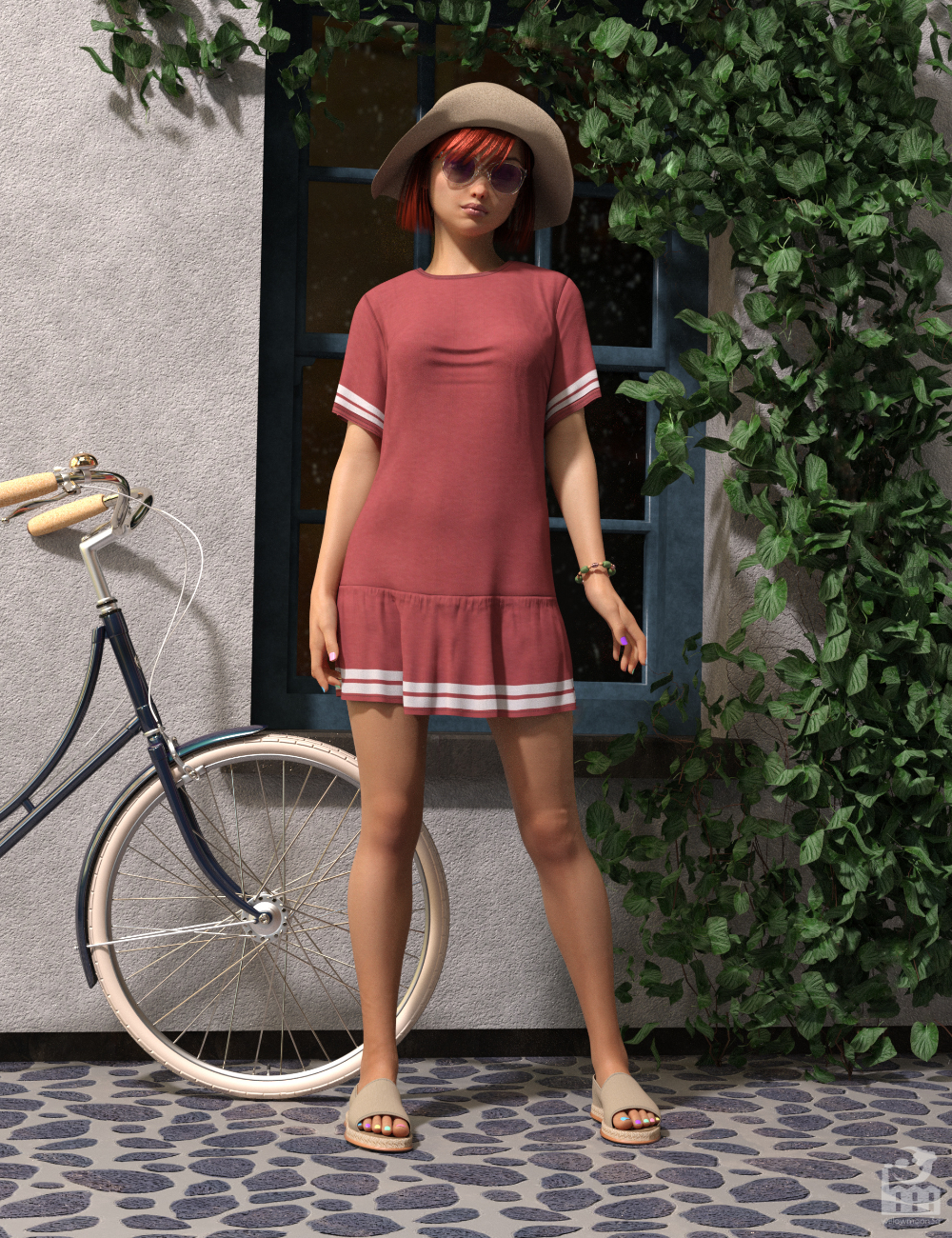 dForce Sunshine Girl Outfit for Genesis 8 Females by: willowmoon3d, 3D Models by Daz 3D