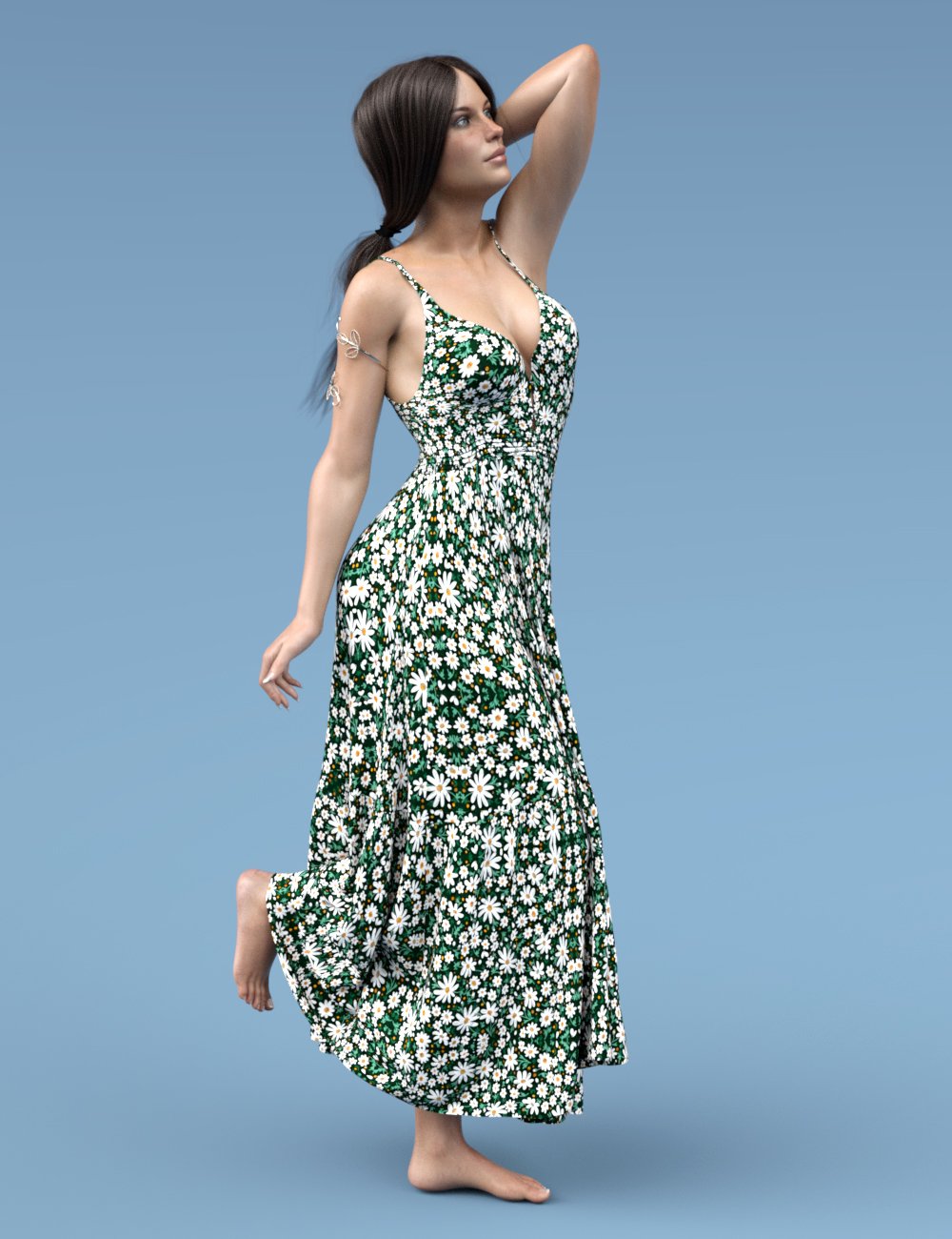 dForce X-Fashion Floral Bohemian Dress by: xtrart-3d, 3D Models by Daz 3D