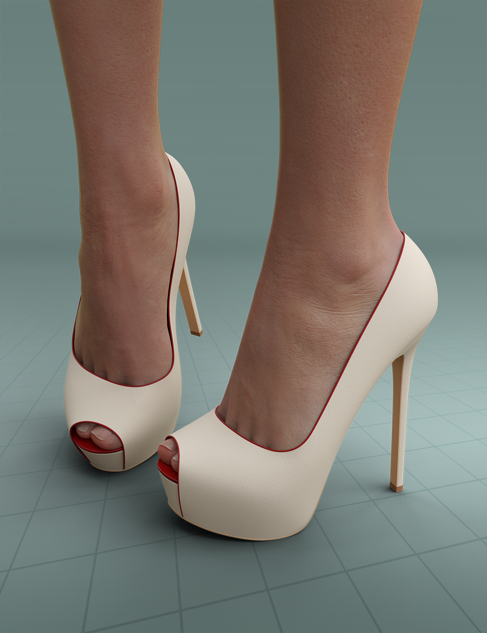 Peeptoe Pumps Vaya for Genesis 3 and 8 Females by: PrefoX, 3D Models by Daz 3D