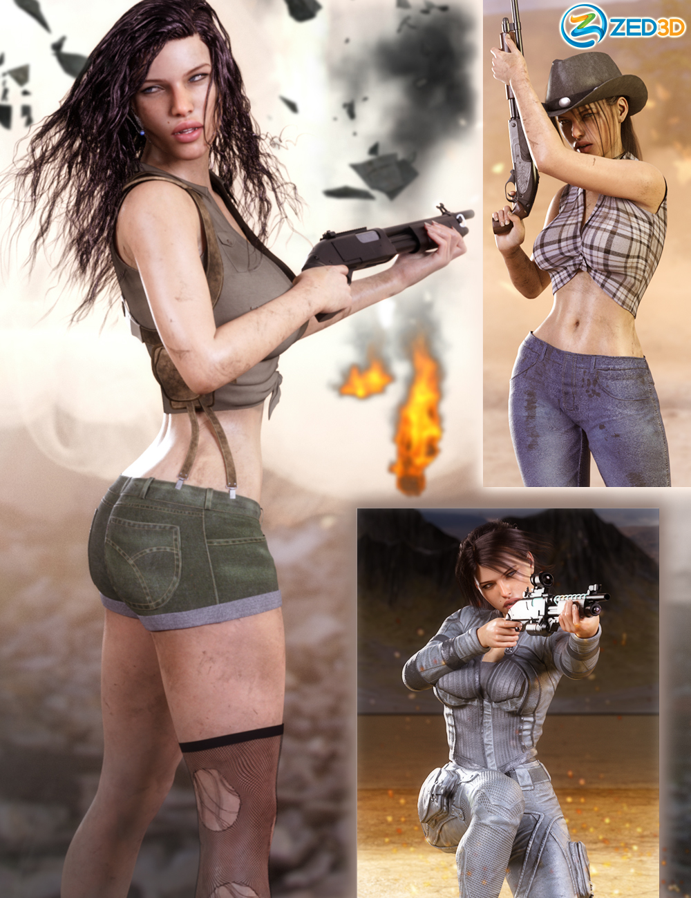 Z Multiform Shotgun Prop and Pose Mega Set by: Zeddicuss, 3D Models by Daz 3D