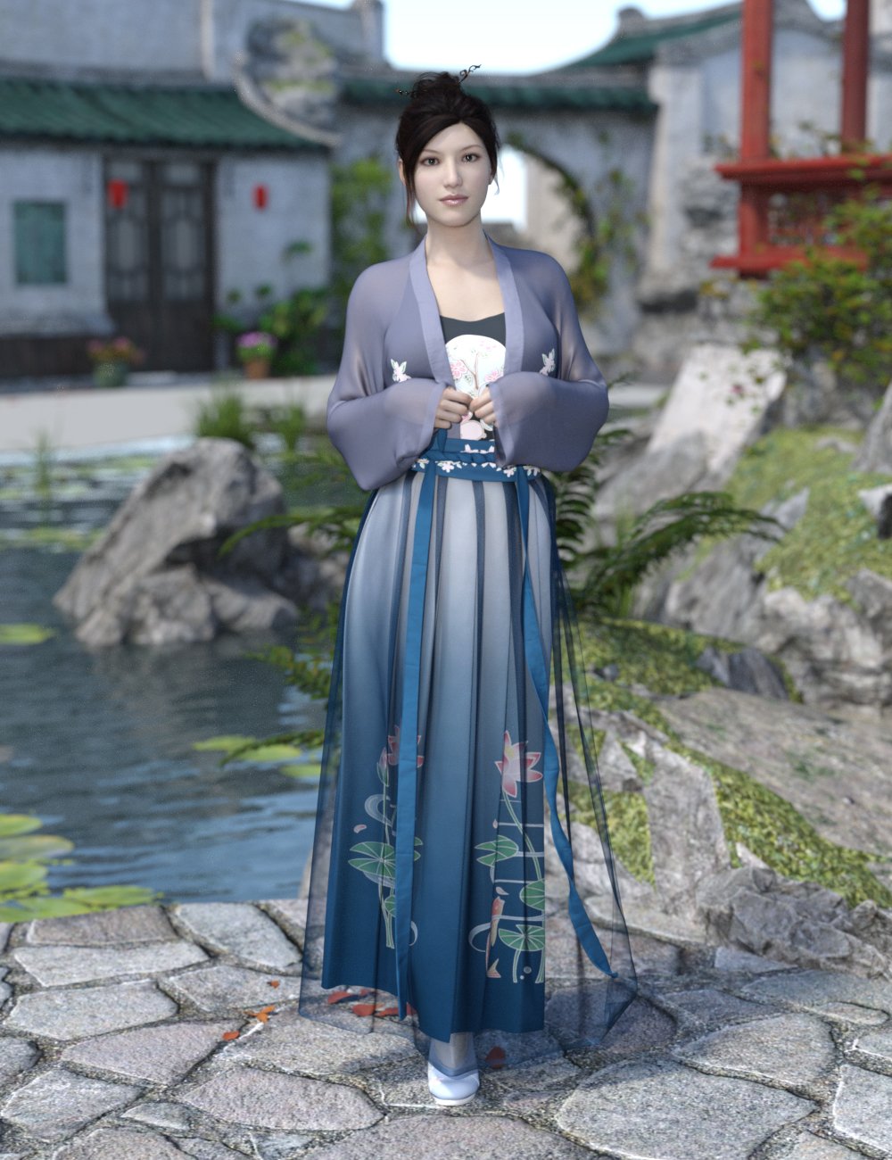 dForce Song Dynasty Female Suit for Genesis 8 Females by: iWave, 3D Models by Daz 3D