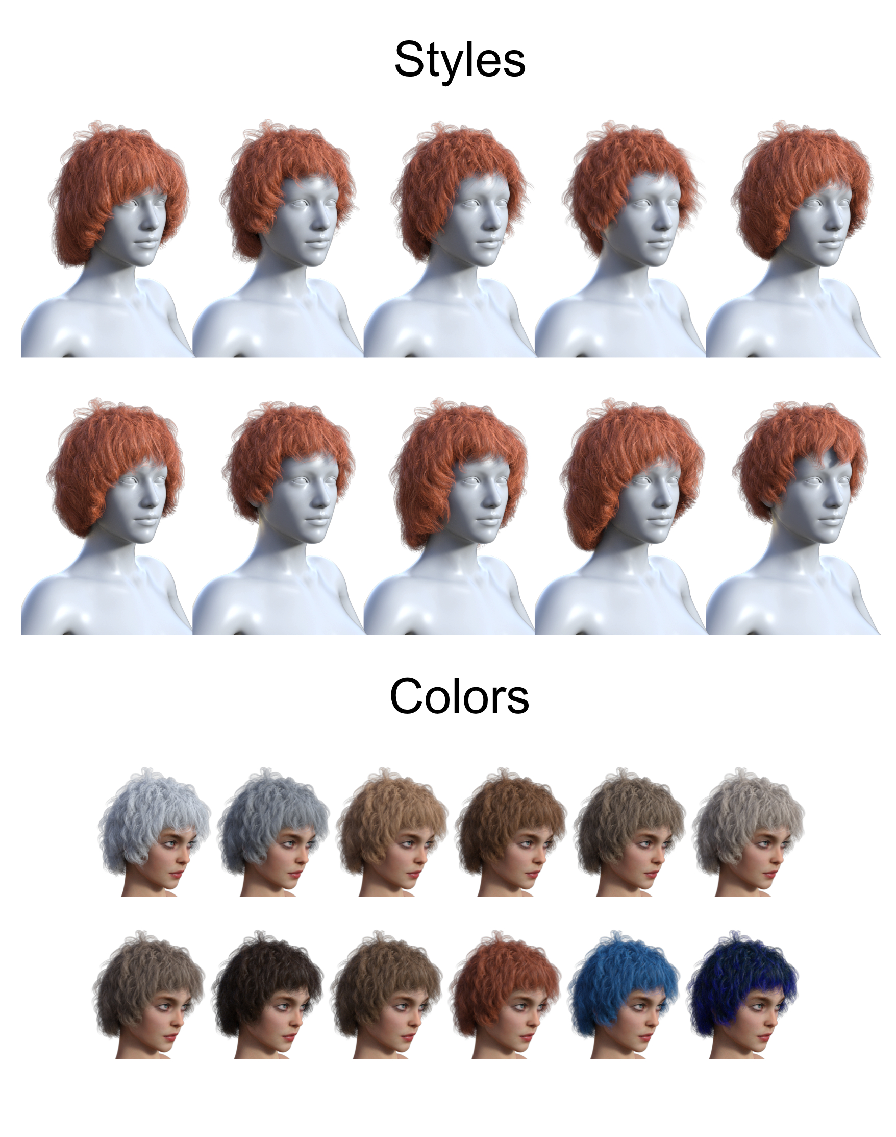 Ava Hair for Genesis 8 Females by: Vyusur, 3D Models by Daz 3D