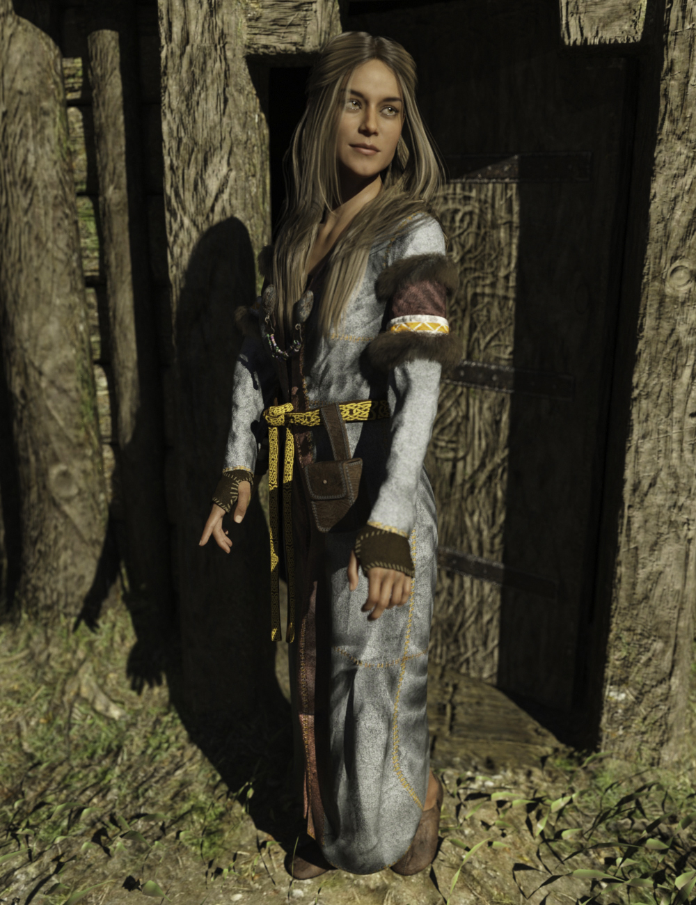 Viking Handmaiden for Genesis 8 Female with dForce Cloth and Fur by: Sixus1 Media, 3D Models by Daz 3D