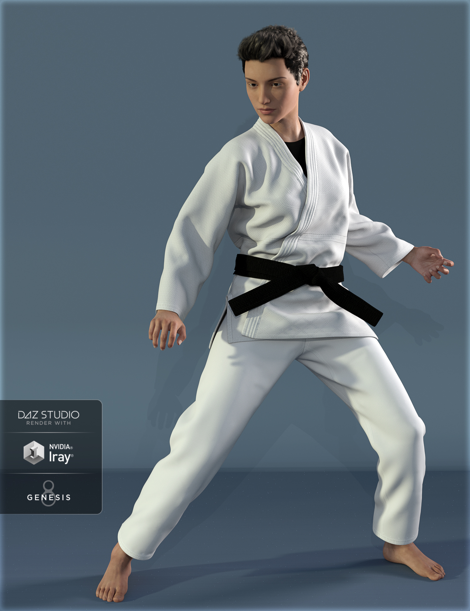 dForce HnC Judo Suit for Genesis 8 Females by: IH Kang, 3D Models by Daz 3D