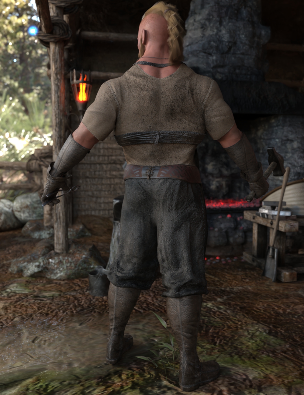 dForce Viking Blacksmith Outfit and Props for Genesis 8 Male by: Sixus1 Media, 3D Models by Daz 3D