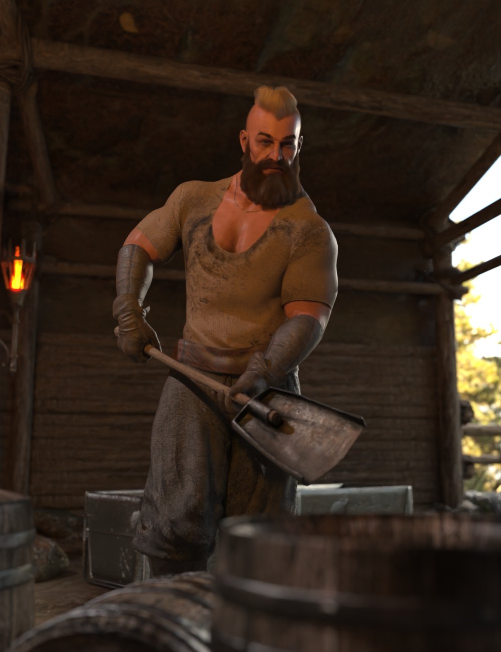 dForce Viking Blacksmith Outfit and Props for Genesis 8 Male by: Sixus1 Media, 3D Models by Daz 3D